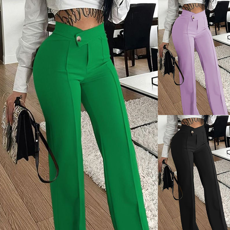 Buckle Straight-Leg Slim Pants
