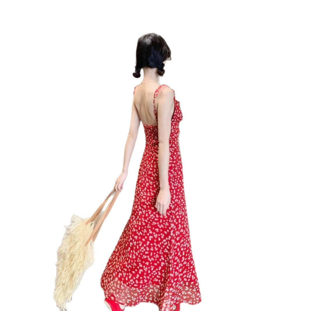 Red Floral Vintage Summer Dress