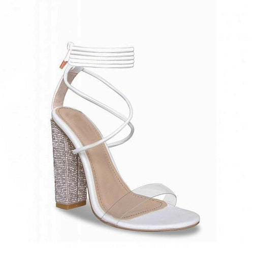 White Transparent Block-Heel Sandals