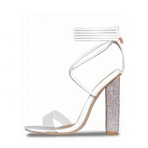 White Transparent Block-Heel Sandals