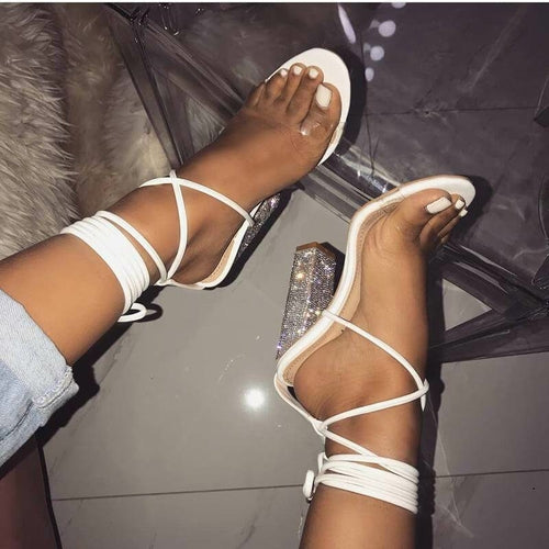 White Transparent Block-Heel Sandals