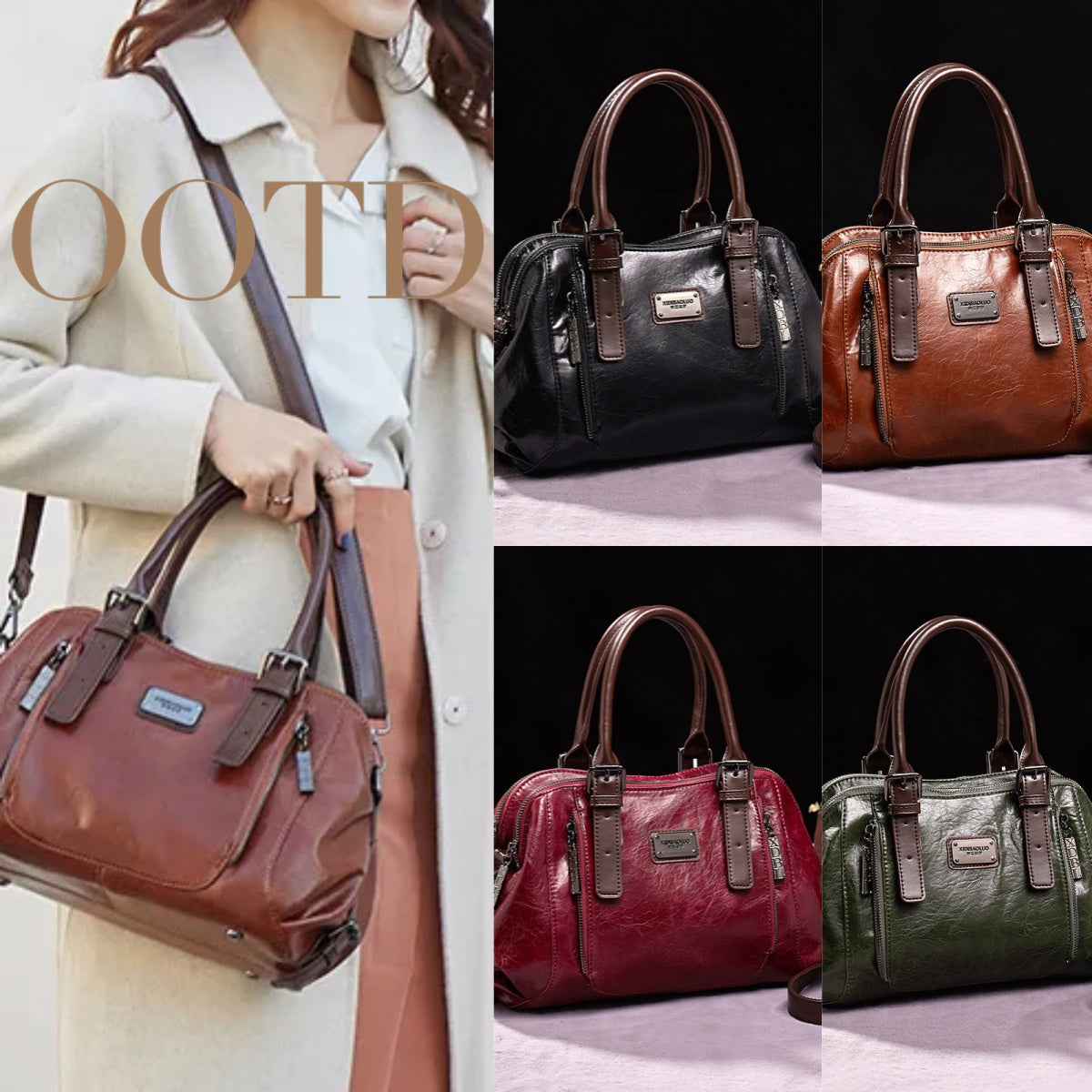 PU Crossbody Tote Bag