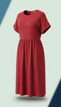 Crimson Red Casual Dress