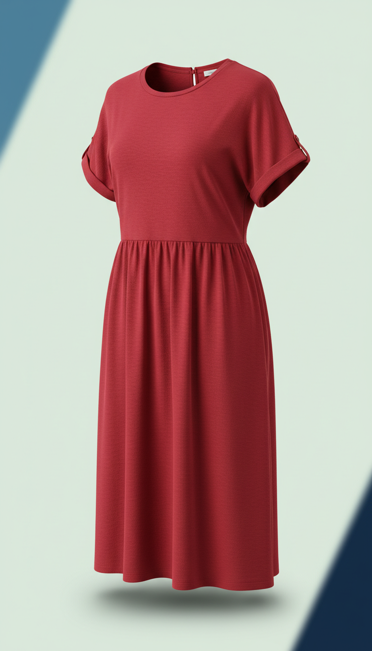 Crimson Red Casual Dress