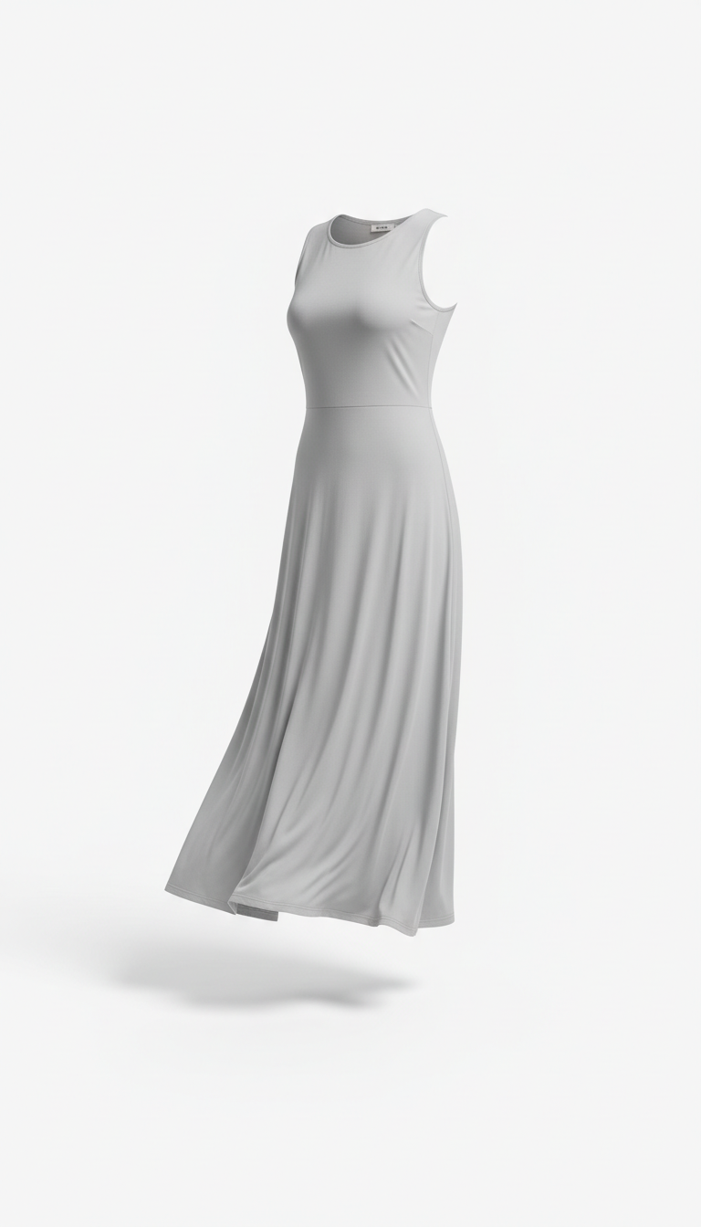 Light Gray Ankle-Length Dress