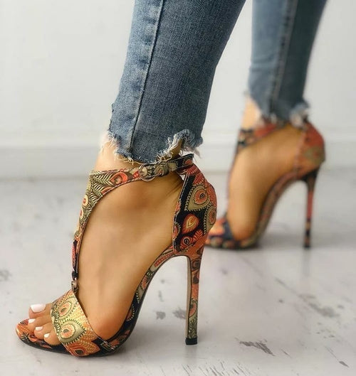Gold High-Heel Sandals