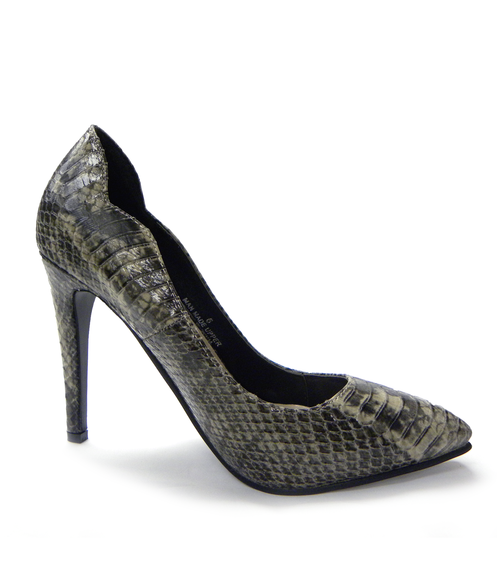Snake-Embossed High-Heel Sandals